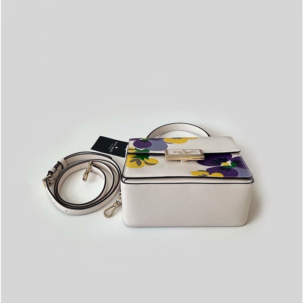 ♠️Kate Spade Reegan Pansy Toss Top Handle Satchel Crossbody Bag, Parchment NWT - Picture 5 of 12